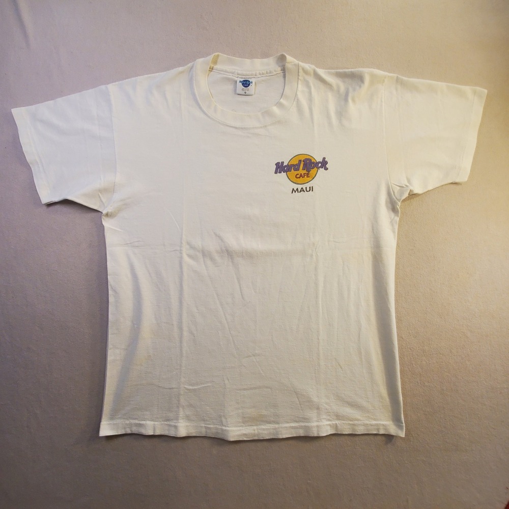 Vintage Hard Rock Cafe Maui T-Shirt XL Graphic Double Sided USA Single Stitch